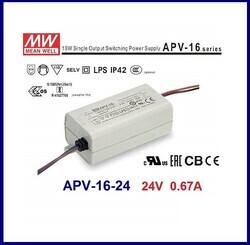 APV-16-24, Meanwell, 24V,  Led  driver, Güç kaynakları,  IP42,  Ekonmik Seri - 6