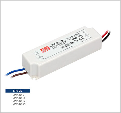 LPV-20-24 Meanwell 24VDC 0.84Amp IP67 - 1