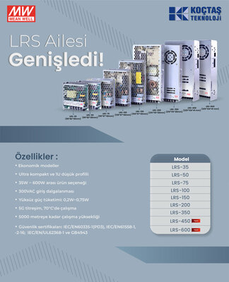 LRS-1200-24, Power Supply, En Ekonomik Model, ince, 24V, Güç Kaynağı, 50A - 5