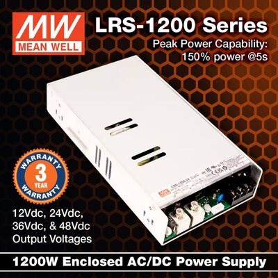 LRS-1200-24, Power Supply, En Ekonomik Model, ince, 24V, Güç Kaynağı, 50A - 1