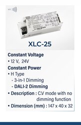 XLC-25-H-DA2 Led driver 300mA~1050mA 9V~54V Dip switch ile seçilebilir DALI2 Dim led trafo - 3