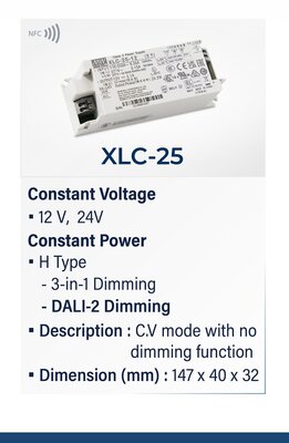 XLC-25-H-DA2 Led driver 300mA~1050mA 9V~54V Dip switch ile seçilebilir DALI2 Dim led trafo - 3