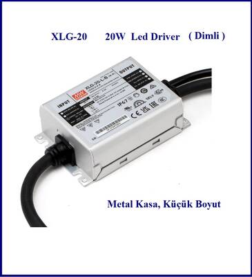 XLG-20-H, Metal Kasa, Sabit akım, led driver, IP67, Dış mekan, 700mA - 2