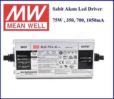 XLG-75-L-AB, Meanwell, Dimli, Led driver, 53~107Vdc, 700~1050mA, Sabit akım, - 2