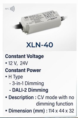 XLN-40-H-DA2, Dali2 Trafo NFC Programlı, Akım ayarlı 40W 600mA-1400mA IP67 Dış mekan, led sürücü - 2