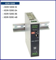 XDR-120E-24, 24V 5A,  Ekonomik İnce seri  Endüstriyel Ray Montaj Güç Kaynağı, Stoktan Meanwell Türkiye Distb.