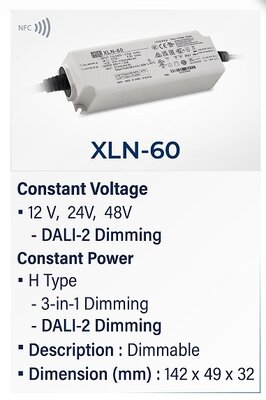 XLN-60-48-DA2 Dali2 dim 48V 1.25 A Led driver, Trafo IP67 led sürücü, Led Spot DALI Dimleme - 2